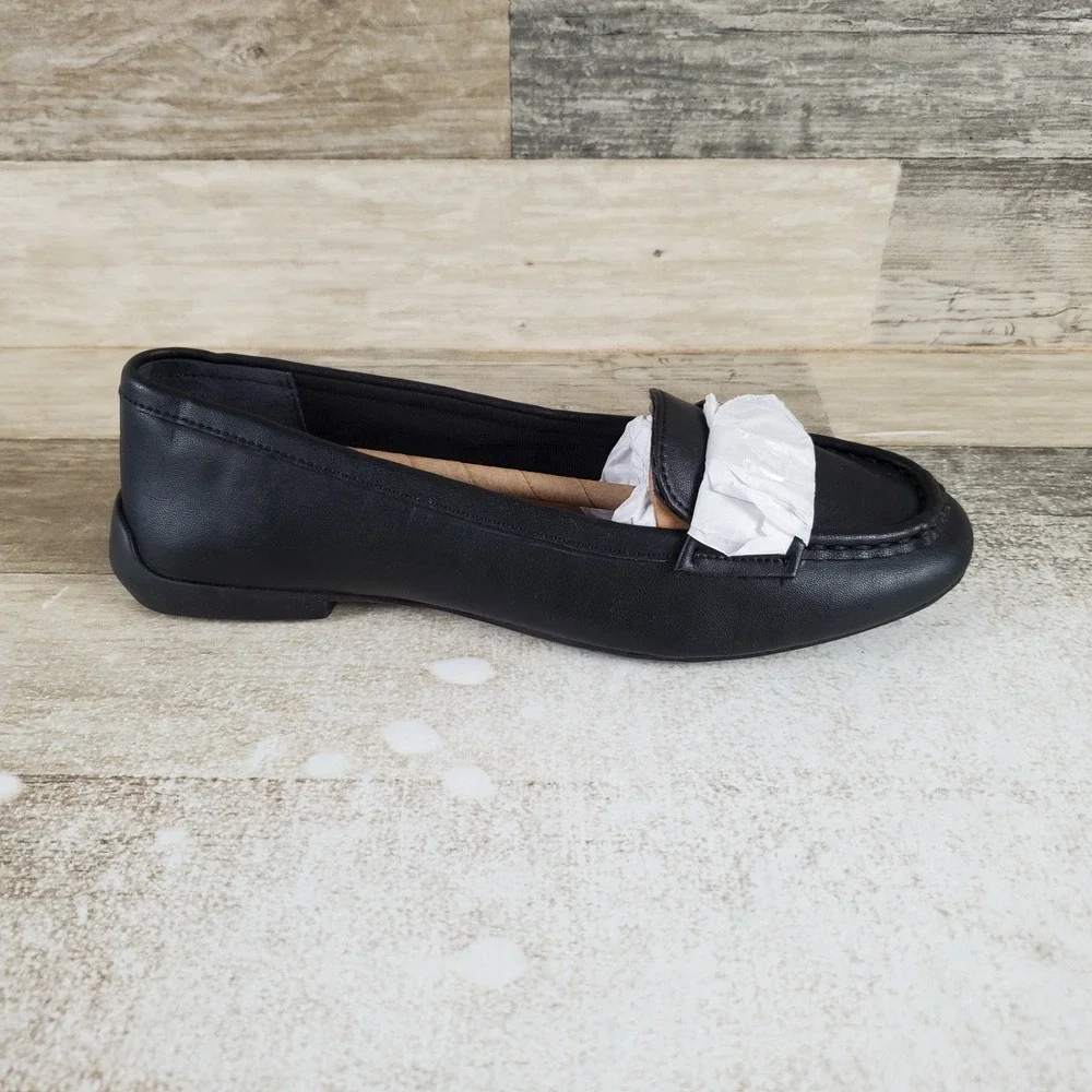 Franco Sarto Faris Womens Flats Sz 6 M Black Leather Round Toe Slip-On Shoes